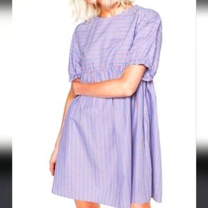 Zara light blue striped babydoll dress